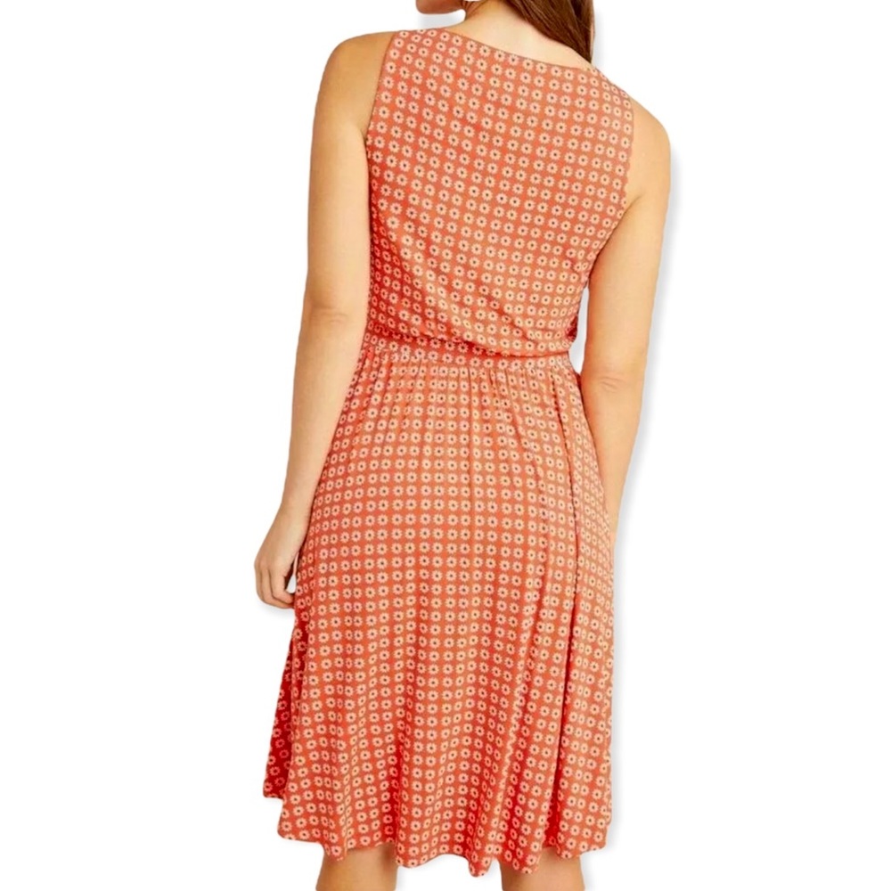 Anthropologie Dress Maeve Vintage Orange Print Sleeveless A-Line Stretch New S - Picture 2 of 10